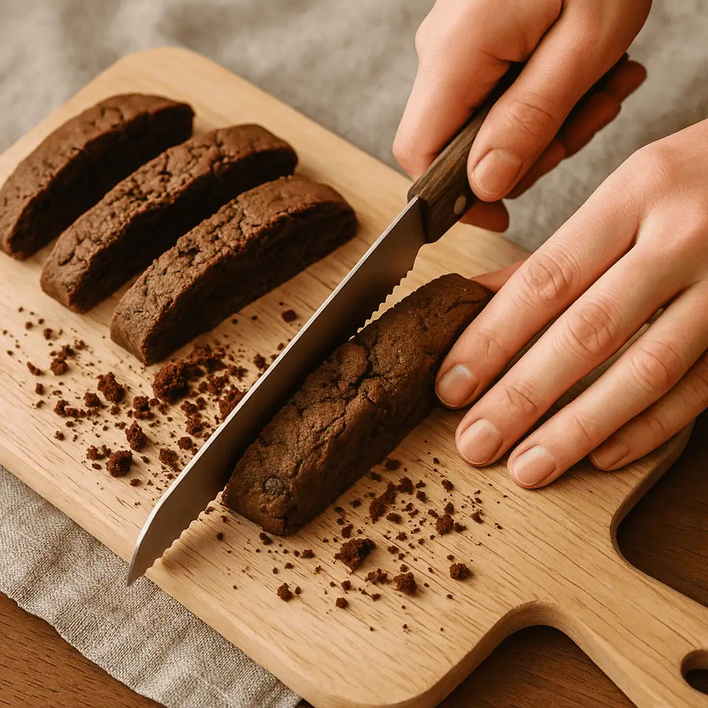 Lower oven temp to 325°F. Slice logs diagonally into 3/4-inch slices.