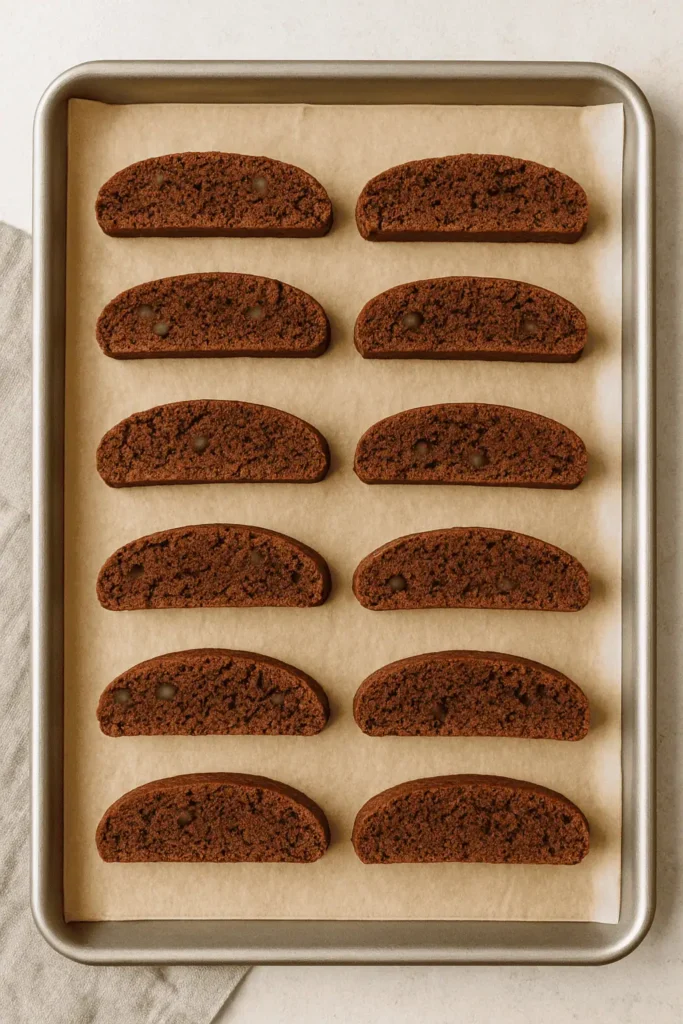 Place slices cut side down. Bake 10-12 minutes, flip, then bake another 10-12 minutes until dry and crisp.