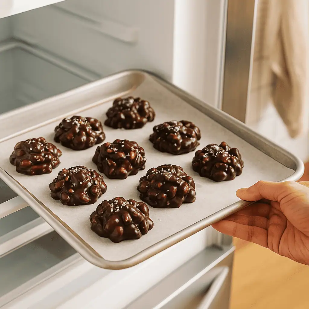 Set: Sprinkle with sea salt or decorations if desired. Refrigerate until firm, about 30 minutes.