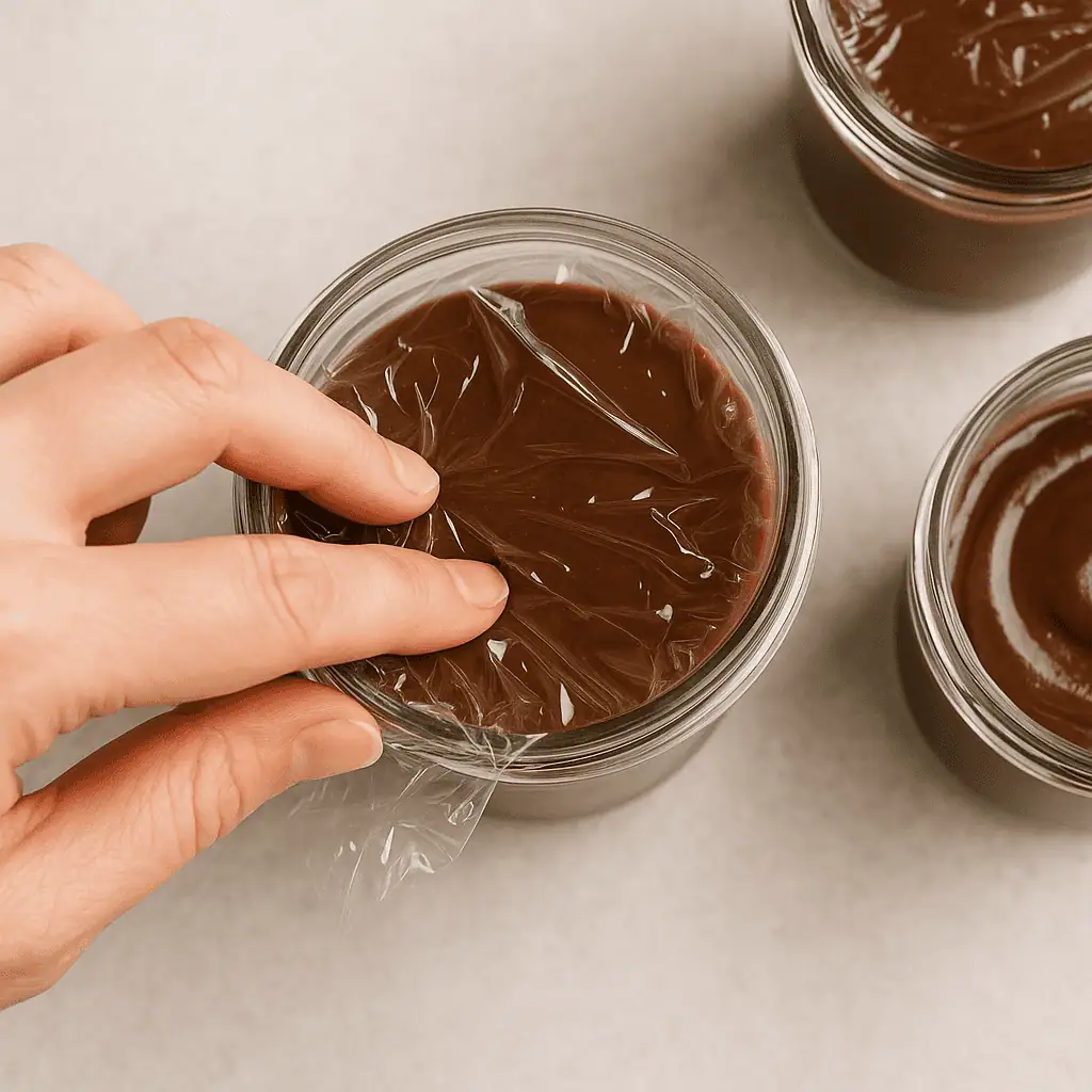 Remove from heat. Add chopped chocolate and vanilla. Stir until fully melted and glossy.