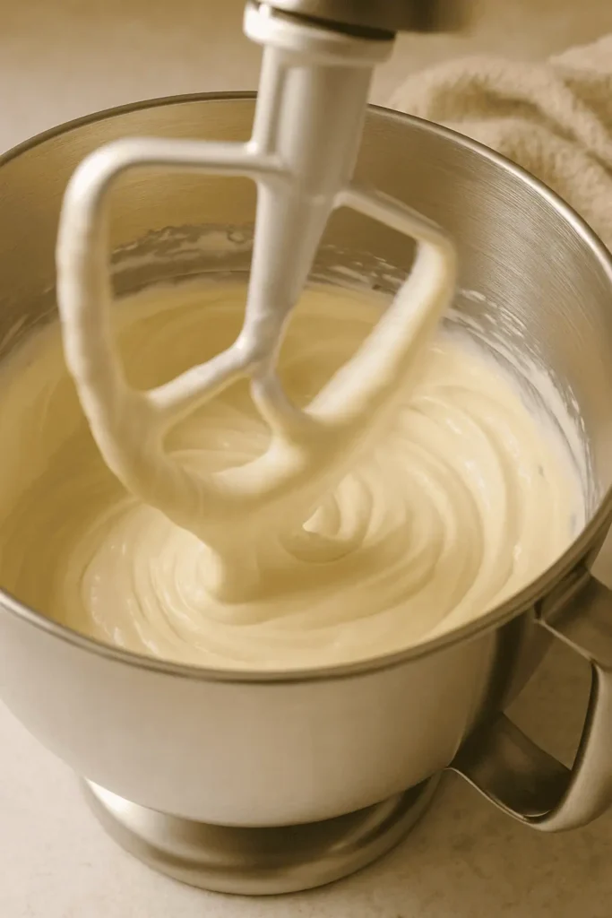 In a large bowl, beat cream cheese and sugar until smooth and creamy.