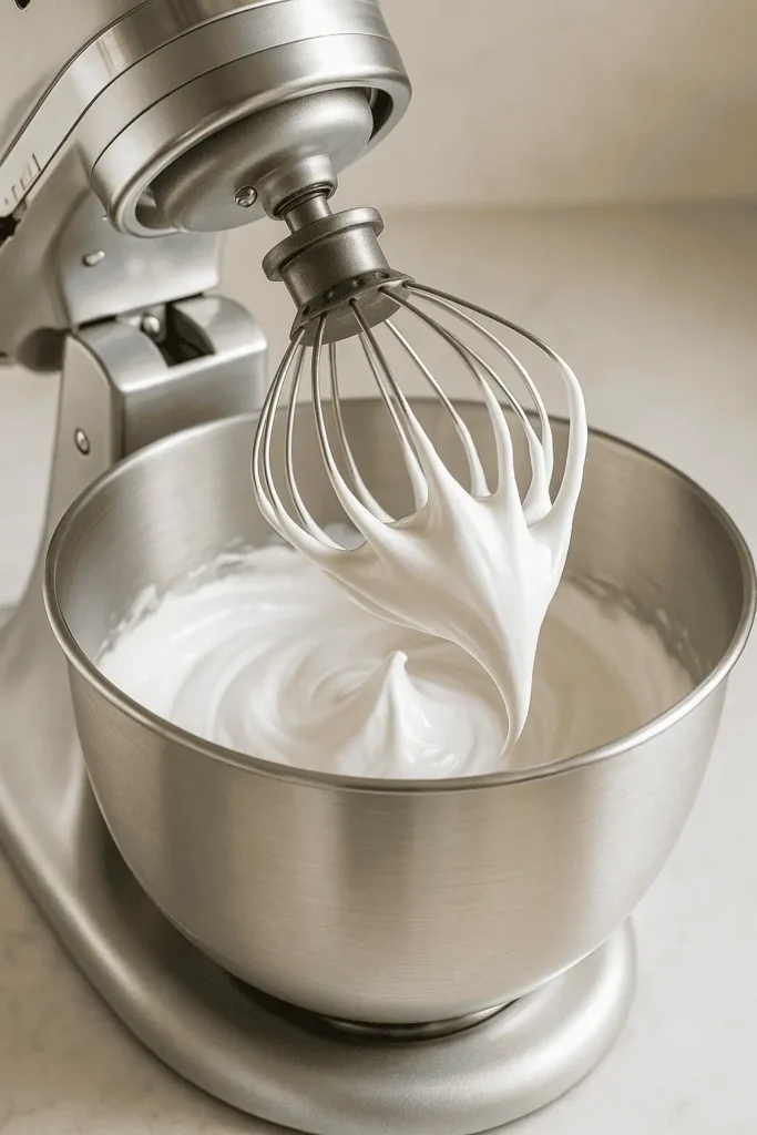 Make meringue: In a clean bowl, beat egg whites on medium until foamy. Add cream of tartar. Gradually add sugar, 1 tbsp at a time. Beat until glossy, stiff peaks form. Fold in vanilla and cornstarch gently.