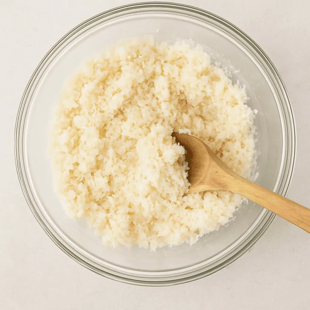 In a large bowl, combine the shredded coconut, sweetened condensed milk, vanilla extract, and salt. Stir until everything is well coated and sticky.