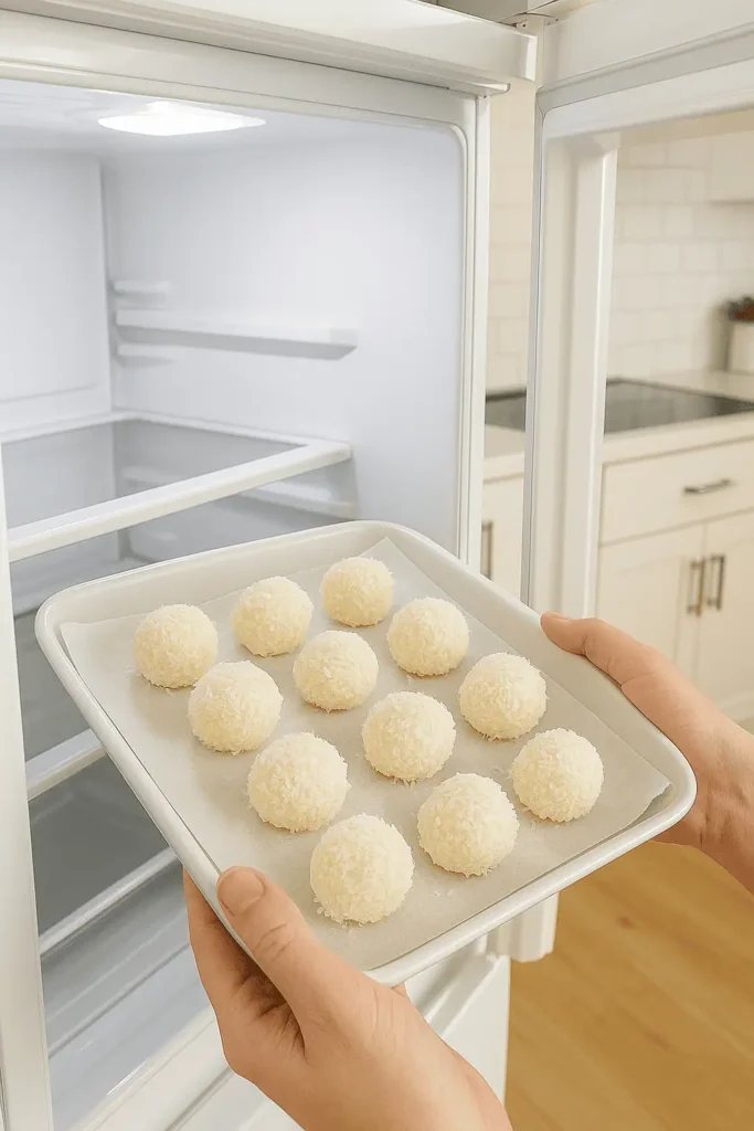 Place the balls on a parchment-lined tray and refrigerate for at least 1 hour to firm up.