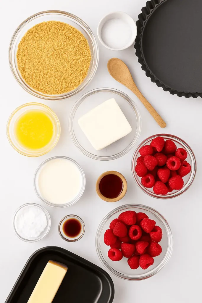 No-Bake Raspberry Tart ingredients