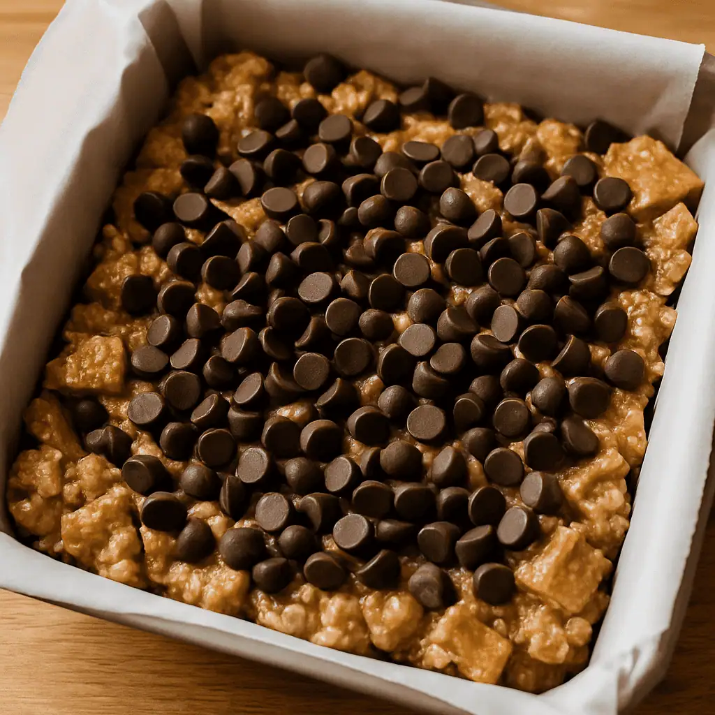 Add Chocolate: Sprinkle chocolate chips evenly over the top while the mixture is still warm. Let sit for a few minutes, then spread the melted chocolate into an even layer.