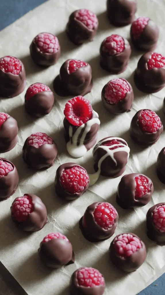 Chocolate-Dipped Frozen Raspberries