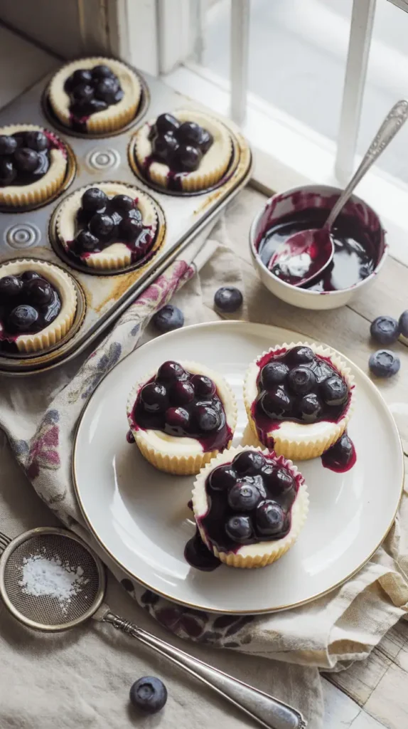 Mini Blueberry Cheesecakes