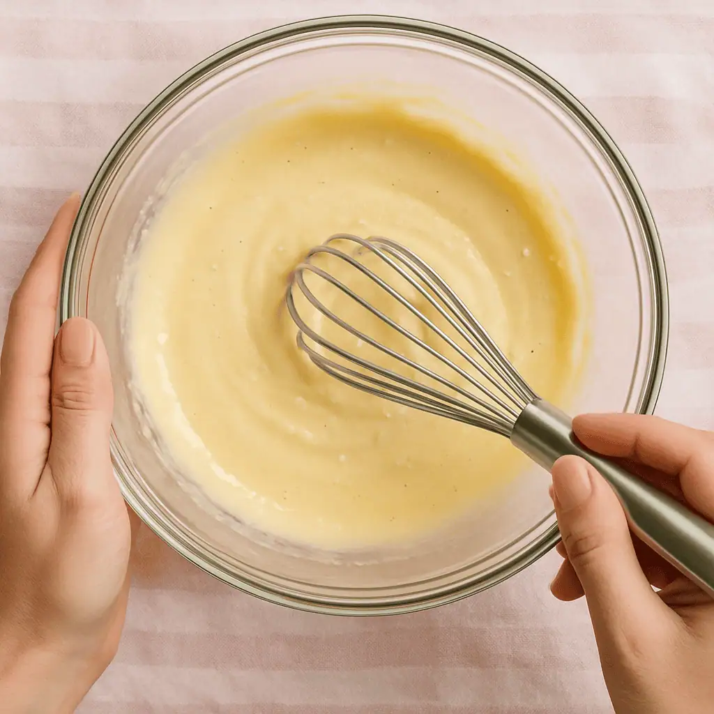 Mix dry ingredients: In a medium bowl, whisk together flour, sugar, baking powder, and salt.