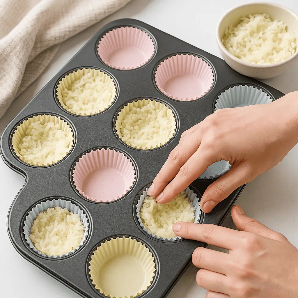 Line a muffin tin with paper liners or lightly grease each cup.