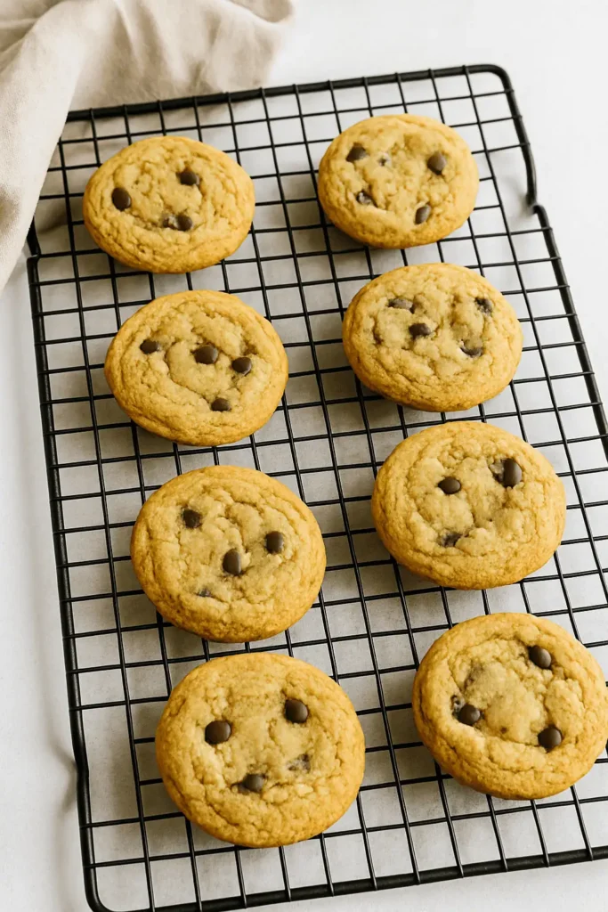 Scoop dough into balls and slightly flatten. Bake at 350°F for 9–11 mins. Let cool completely.