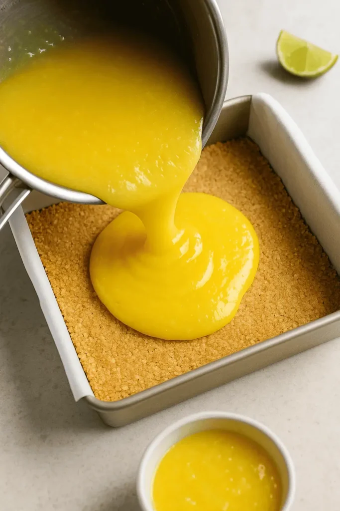 Add pineapple: Fold in the crushed pineapple, then pour the mixture over the chilled crust. Smooth the top.