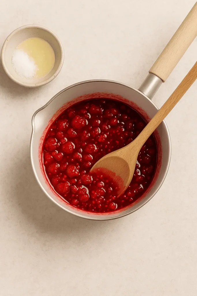 Make the raspberry swirl: In a small saucepan, combine raspberries, sugar, and lemon juice. Cook over medium heat, stirring and mashing until saucy (about 3-4 minutes). Let cool, then press through a sieve for a smoother sauce (optional).