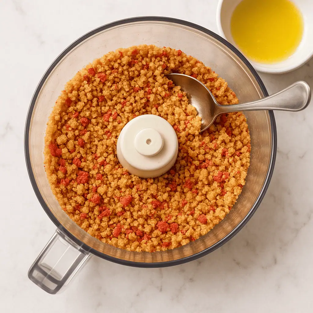 Make the crumble: In a food processor, pulse cookies and freeze-dried strawberries into crumbs. Stir in melted butter until mixture resembles wet sand. Set aside.