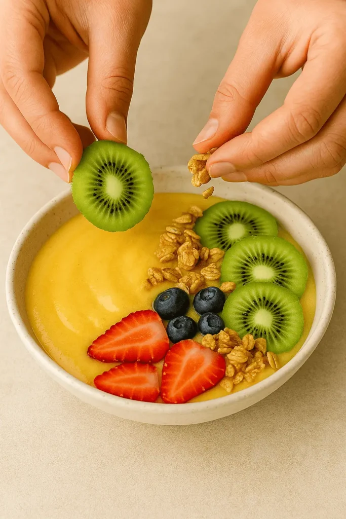 Top it off: Decorate with your favorite toppings! Aim for color, texture, and crunch.