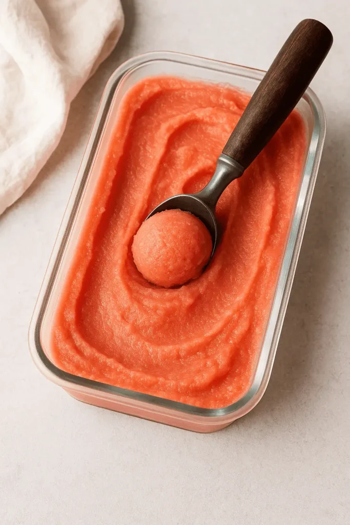 Serve immediately for a soft-serve texture, or transfer to a freezer-safe container and freeze 1–2 hours for a firmer scoop.