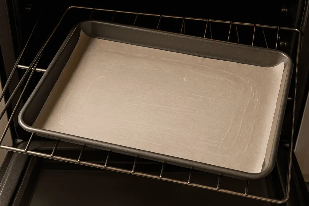 Prep oven to 350Β°F. Line a 10x15" jelly roll pan with parchment and lightly grease it.