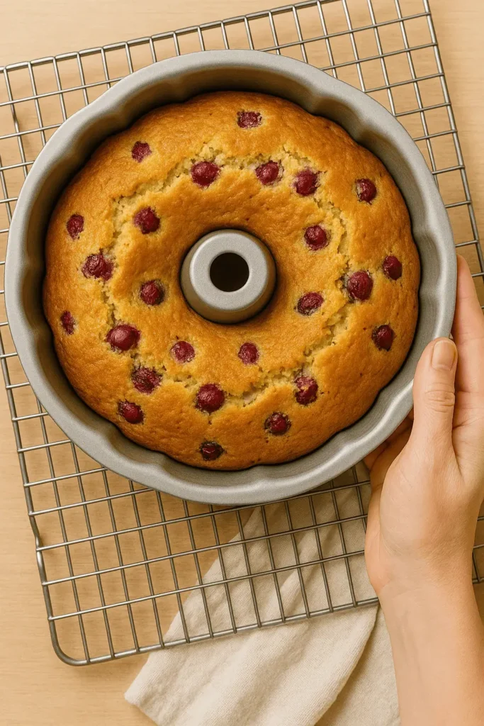 Bake. Pour batter into prepared pan. Bake 50β60 minutes, until a tester comes out clean. Cool 15 minutes, then invert onto a rack to cool completely.