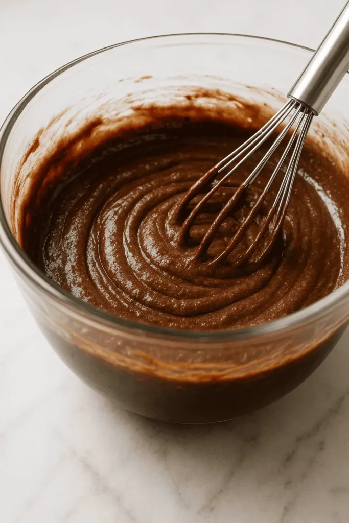 3️⃣ In a large bowl, whisk oil and sugar until combined. Add eggs, one at a time, then mix in buttermilk and vanilla.