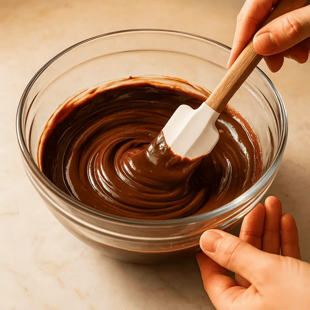 2️⃣ Melt dark chocolate in a microwave-safe bowl (30-second intervals, stirring between) or over a double boiler. Stir in peppermint extract.