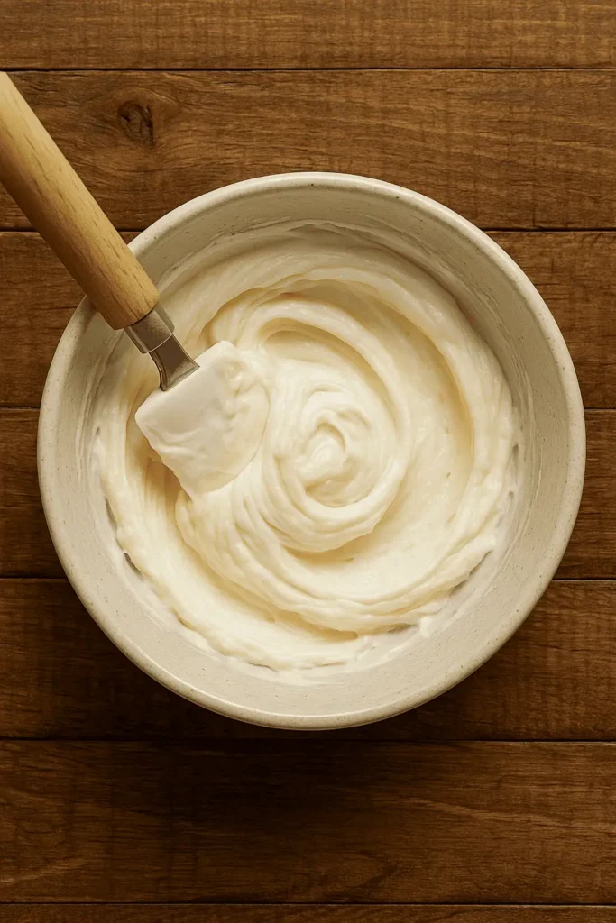 In a bowl, mix cream cheese, powdered sugar, and vanilla until smooth.