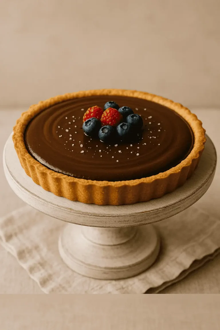 🍫 Silky Dark Chocolate Tart with Buttery Shortbread Crust