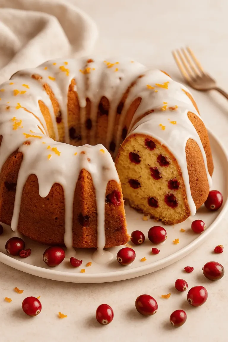 ✨ Cranberry Orange Bundt Cake with Glaze