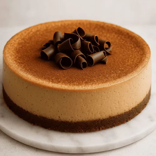 7️⃣ Chill at least 4 hours or overnight. Before serving, dust with cocoa and garnish with chocolate curls if desired.